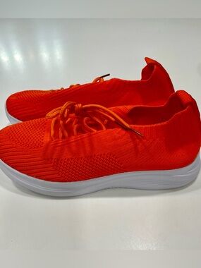 New Bright Orange Knit Slip-On Sneakers. Never worn.